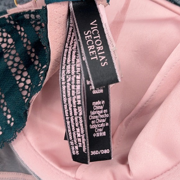 Victoria's Secret Plunge Double Lined Lace Bra Teal Pink 36D - Picture 4 of 4